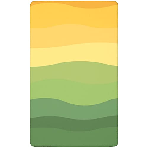 Abstract Themed Fitted Mini Crib Sheets,Portable Mini Crib Sheets Toddler Bed Mattress Sheets - Baby Sheet For Boys Girls,24“ X38“,Reseda Green Mustard Ginger Amber #TOP6