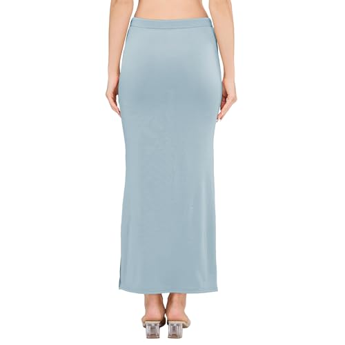 Image of DESI GIRL Satin Shimmer Stretchable Saree Shapewear Petticoat with Drawstring for Women | Mermaid fit Saree Petticoat with Side Slit for Easy Movement | Saree Shaper | Long inskirt