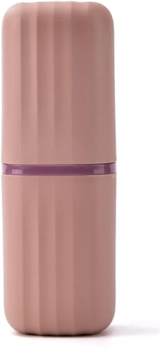 Image of Travel Curry - Travel Toothbrush Cup Case, Portable Toothbrush Holder Case for Traveling, Camping, Business Trip and School, Plastic Toothbrushes Toothpaste Set with Color Options (Pink)