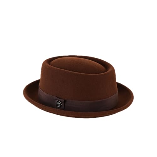 HEYANN Chapeau trilby en feutre de laine pour homme et femme, chapeau trilby classique rond porkpie vintage Fedora chapeaux d'hiver gentleman derby chapeau...