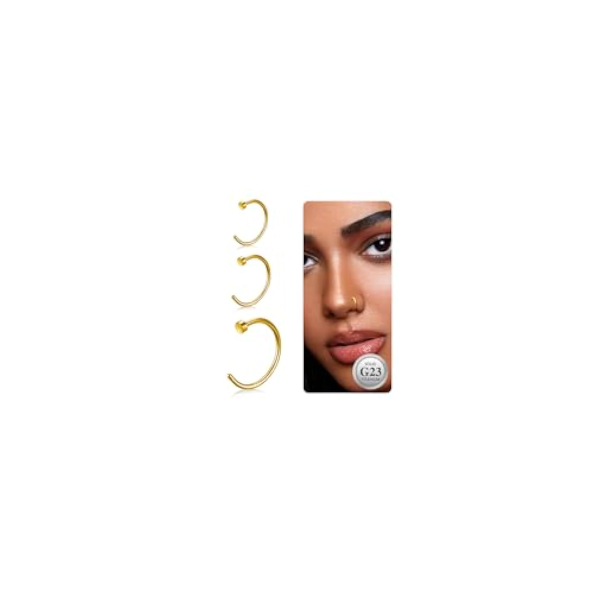 G23 Titanium Fake Nose Piercing Hoop Set, Unisex