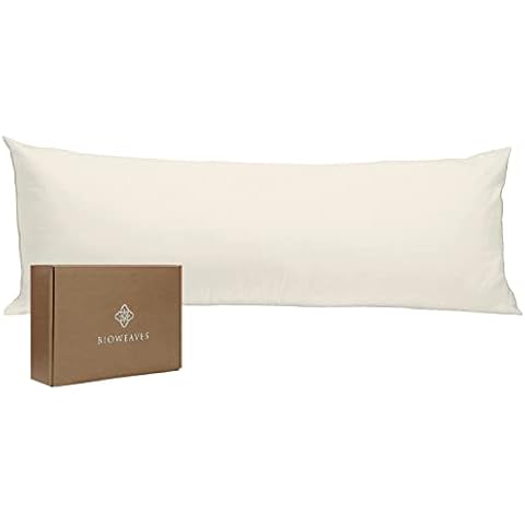 BIOWEAVES 100% Organic Cotton Body Pillow Cover for Body Pillowcases 300 Thread Count Soft Sateen Weave GOTS Certified with Zipped Closure - 21" x 54", Natural Cover