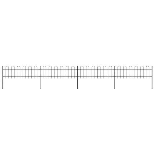 vidaXL Recinzione da Giardino con Parte Superiore ad Anello in Acciaio 714,5x60 cm Nero