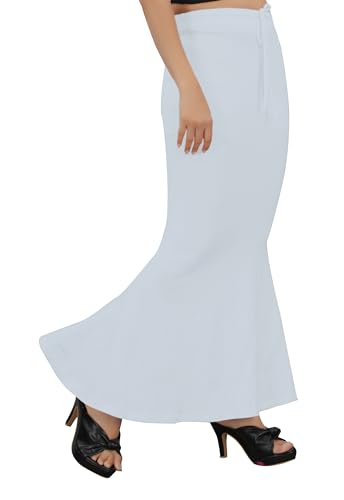 Image of Women's Polyester Blend Shapewear Patticoat Fishcut Flare Pattern Stretchable Drawstring Waist Maxi Length and Slim Fit Body Shaper Peticoat for Saree Daily Use Peticoat