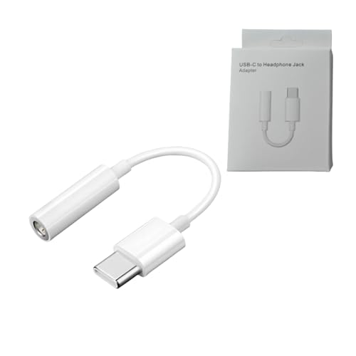 TypeCイヤホン変換アダプター(3.5mm to TypeC)、iPhone 15/16シリーズ、iPad Pro、Android、TypeC対応機器に適用 で音楽再生、リモコン操作、通話、音声入力、ライブ配信に対応。 (紙製パッケージ1pcs,,白い)
