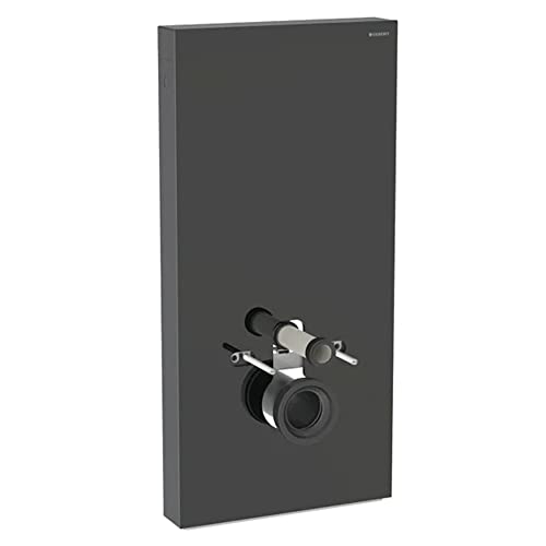 Geberit - Habillage bâti-support - Panneau sanitaire MONOLITH pour WC suspendu, 101 cm, habillage frontal en verre noir, latéral aluminium chromé noir -