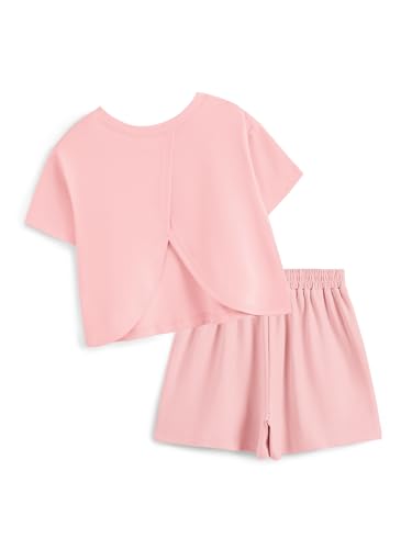 Image of Girls Clothing 2 Piece Summer Set Short Sleeve Tops Shirts Baggy Shorts with Pockets Fashion Outfits for Kids