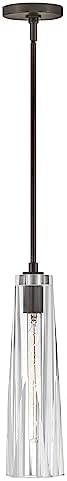 Fredrick Ramond Cosette FR31107BX-CL Single Light Pendant - Elongated Clear Crystal-Cut Shade, Customizable Height up to 49.75-in, in Black Oxide