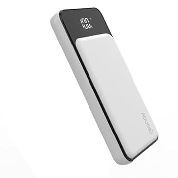 Geonav Power Bank, Carregador Portátil por Indução 10.000 mAh, 2 portas USB com Quick Charge (até 18W) e 1 porta USB-C com Power Delivery de 20W para carregamento rápido, PB10KINDWT, Branco