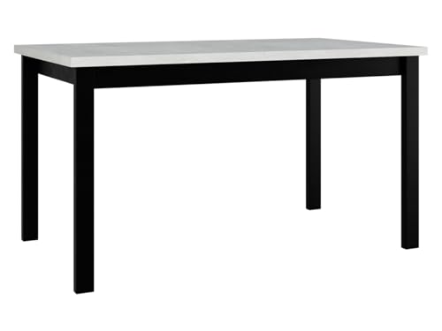 Mirjan24 Tisch für Esszimmer Awrolt II, Rechteckiger Esstisch, Ausziehbarer Tisch für Küche, L:140-180 x H:78 x B:80 cm, Küchentisch, Esszimmertisch, Praktischer Ausziehtisch (Weiß/Schwarz)