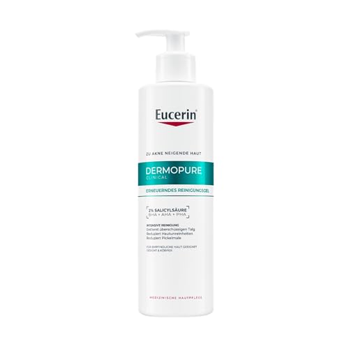 Eucerin DermoPure Clinical Erneuerndes Reinigungsgel 400 ml, exfolierende Körper- und Gesichtsreinigung mit Salicylsäure & AHA/PHA reduziert Hautunreinheiten