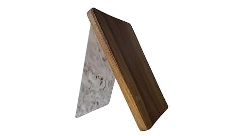 Plateau en bois de teck et marbre blanc de service rectangulaire pour décoration