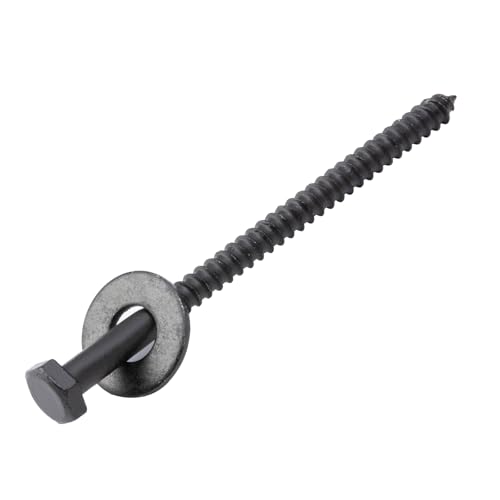 Tornillos Tirafondo para madera Hexagonales de 1/4 pulgada x 4 pulgadas, paquete de 100 unidades, acero con recubrimiento anticorrosivo negro miniatura 2