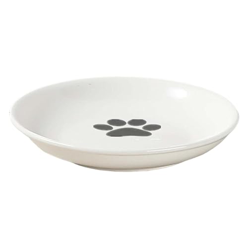Image of RADIONICS Pet Ceramic Bowl Without Elevated Feeder Paw Print Plate Iron and Ceramic Ideal for Cats and Small Dogs(Stand Not Included)