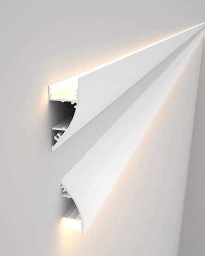 LED Indirect Lighting Channel - 1m (3.3ft) Aluminum Profile for Home Decor, Crown Molding Mount, Diffuser Design, Modern Accent Lighting Solution