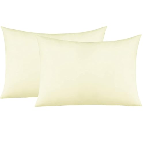 Image of Toddler Travel Pillowcases 12 x 16 Inches - 2 Piece - Zipper Closure 100% Egyptian Cotton 400 Thread Count Soft & Breathable Travel Pillowcases Wrinkle & Fade Resistant - Off-White