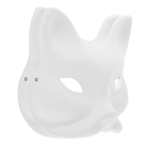 2pcs Unpainted Fox Mask for DIY Crafting Blank Masquerade Masks for Halloween Carnivals Parties Performance