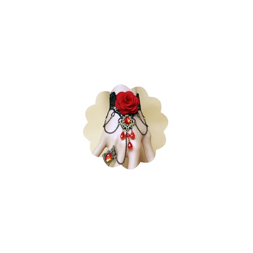 Bracelet vampire gothique dentelle noire strass bague gant tulle accessoires mariage Halloween