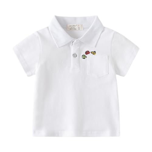 Yueary Camiseta infantil Toddle de manga curta para meninos com bolso lapela e botão Color Block Cam