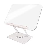 CONCEPTION ACRYLIQUE TRANSPARENTE : Offre une vue dégagée sur votre livre, votre tablette ou votre œuvre d'art, conservant une esthétique minimaliste et moderne qui s'intègre parfaitement dans n'importe quel bureau à domicile, studio ou espace de travail.