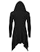 COOFANDY Men's Long Hooded Cardigan Ruffle Shawl Collar Open Front Lightweight Drape Cape Overcoat with Pockets (Black Pattern, M)