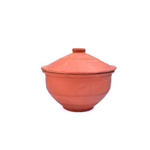Image of 250 ML Earthenware Handcrafted Mitti Curd Pot with Lid for Kitchen,Terracotta Clay Dahi Handi for Setting /Serving /Cooking Rice,Traditional Biryani Pot | Brown, Set of 1