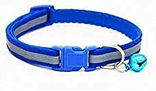 Woofy Reflective Safe Pets Collar with Bells Adjustable Length Puppy Collar Reflected Sot Nylon Collar for Puppy and Cat (10 MM, Blue)
