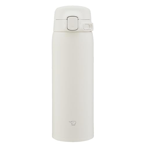 Image of Zojirushi SU-BA48-WM Water Bottle, 16.2 fl oz (480 ml), Easy to Clean, Dishwasher Safe, Seamless Stopper, Only 2 Pieces, Lightweight & Compact, Cold & Heat Retention, One-touch Mug, Cocoon White