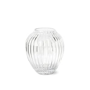 Kähler Hammershøi Vase Height 15 cm in Clear High-Quality Vases Made of Mouth-Blown Glass in Scandinavian Style with Grooves, Ideal as a Decorative Vase for Bouquets, Branches or as a Decorative Piece