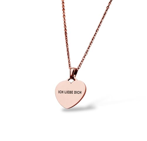 Portrait Halskette personalisiert mit Foto-Gravur - Haustier, Kind, Partner, Liebe - Bild gravieren, Geschenk, Erinnerung von Hund, Katze, Pferd | 45 + 5 cm verstellbar & Geschenkbox (Rosegold)