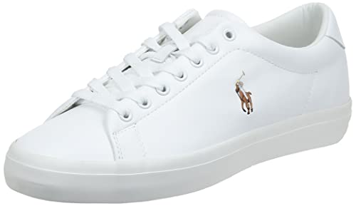 POLO RALPH LAUREN Zapatillas Deportivas Blancas de Piel, Estilo Casual con Logo de Pony Dorado Talla 46