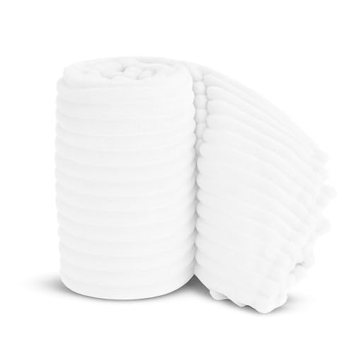 Velosso Couverture épaisse en fausse fourrure de vison côtelée épaisse et super douce en velours côtelé (blanc, 100 x 150 cm)