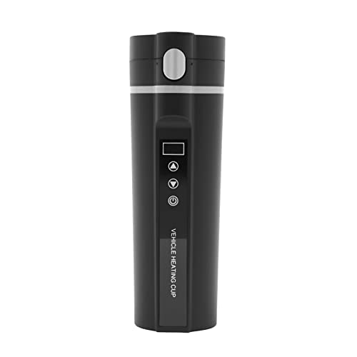 Hornillo eléctrico para coche, 12 V/24 V, vaso calefactor de 450 ml con control de temperatura, para encendedor de cigarrillos, perfecto para viajes, camping y camiones, café, té y leche siempre