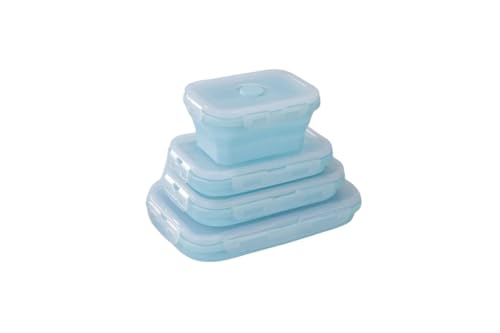 ZMCGNO Recipiente de silicona plegable for alimentos, lonchera bento portátil, microondas, for el hogar, cocina, exteriores, contenedores almacenamiento, caja(Blue,1200ML)