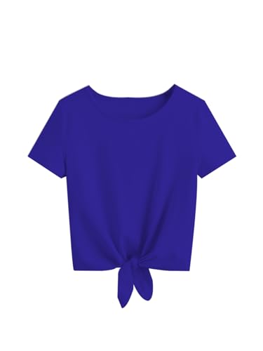 Girls Tie Dye Shirts Short Sleeve T-Shirt Casual Tie Hem Tee Tops Size 5-12 Years