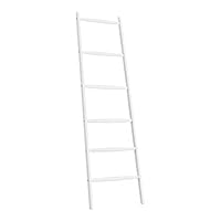 Navaris Bamboo Towel Ladder - Rack Rail Blanket, Towel, Clothes, Linen Railing Hanger for Bathroom, Bedroom - Bamboo Towel Holder Stand - White