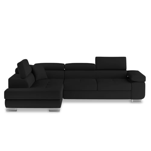 INTENSE DECO Canapé d'angle Gauche Convertible Marius Noir