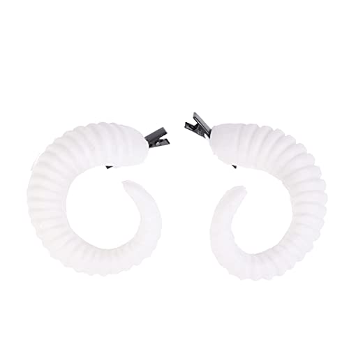 Lurrose Sheep Horns Hair Clips, Devil Horn Hairpin Gothic Ox Horn Headpiece Cosplay Costume Hair Accessories for Halloween Party White Lurrose Sheep Horns Hair Clips, Devil Horn Hairpin Gothic Ox Horn Headpiece Cosplay Costume Hair Accessories for Halloween Party White