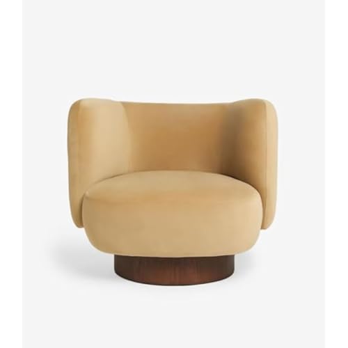 Image of Kingsman Furnitures Nova Swivel Accent Arm Chair for Home | Bedroom, Living, Dining & Drawing Room | Ultra Soft and Comfortable (Soft Caramel Brown Velvet)