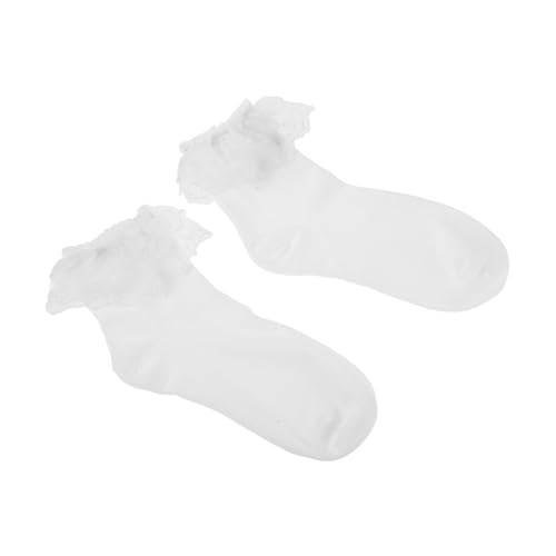 White Lace Socks Women Ruffled Socks for Women Frilly Ankle Fashion for Teen Girls