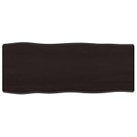 vidaXL Table Top, Wooden Table Top with Live Edge, Replacement Table Top for Bathroom, Coffee Table Top, Dark Brown Treated Solid Wood Live Edge