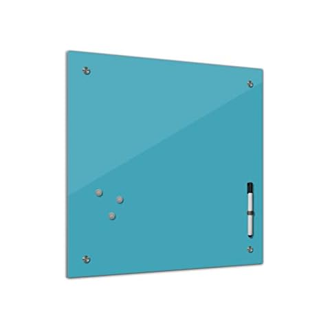 Bilderdepot24 Memoboard 40 x 40 cm | Farben | Türkis | abwaschbare einfarbige Glas-Magnettafel mit Halterung Magneten Stift 1300a Cover