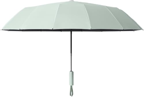 CNfhFRY paraguas, Paraguas de viaje plegable y resistente al viento, doble quilla 16 varillas que se abren cierran automáticamente, protección contra rayos ultravioleta(Light Green)