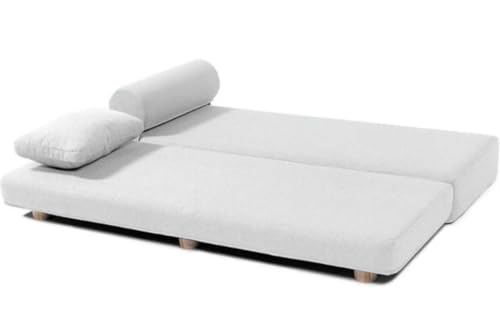 Image of SOUL CRAFT Modern Modular Daybed /Fold-Out Sleeper, Beige, Velvet Fabric, Converts to 2 Single Beds or 1 Queen Bed, with Mattress 203 cm x 74 cm(6.66 ft x 2.43 ft) (White)