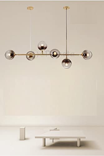 Lampadario a sospensione BOLLE 6 SFERE ORO attacco E27 trasparenti in vetro lampada da soffitto in metallo design moderno