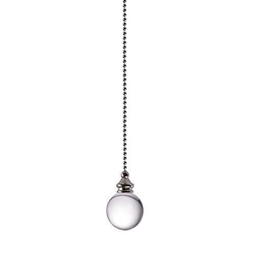 Image of Ceiling Fan Pull Chain, 2pcs Clear 30mm Diameter Crystal Ball Fan Pull Chain, 20 Inches Fan Pulls Set with Connector Ceiling Fan Pull Chain Ornaments Lighting Accessories