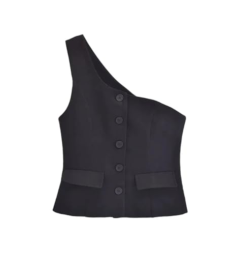Mnjyihy Women's Summer One Shoulder Asymmetric Waistcoat Single Breasted Versatile Party Suit Vest