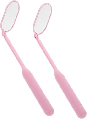 1 ペア まつ毛エクステンションミラー 持ち手付き手鏡 ミラーツール 検査鏡 まつげ小道具ミラー ハンドラッシュミラー 回転ラッシュミラー ガラス (RT-3)