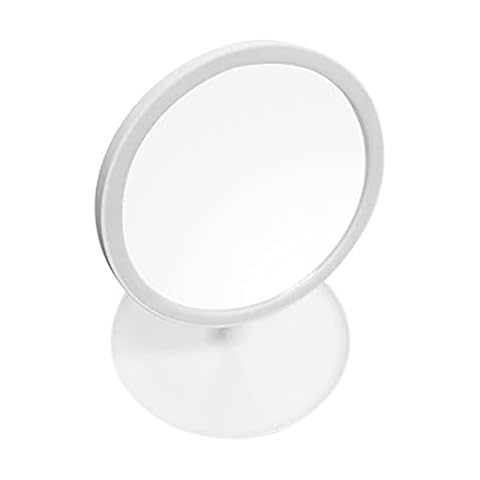 DDGAO Free Standing Table Vanity Mirror on Stand with 360° Rotation - Clear & Transparent (white) Cover
