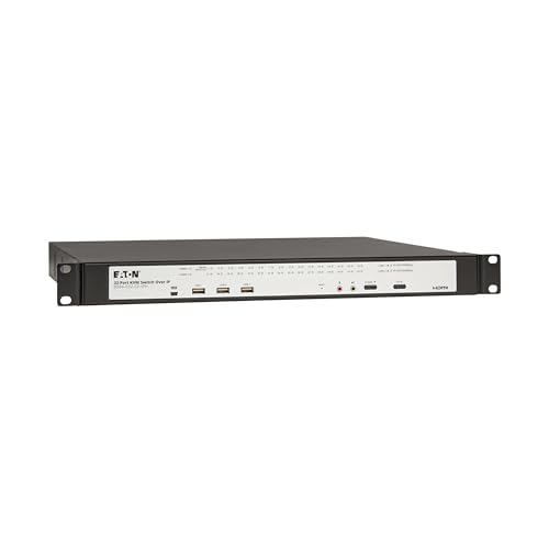 Image of Eaton 32-Port Rack KVM Over IP Switch, Cat5 /Cat5e, Virtual Media Connection, 2 Remote /1 Local User, Free Software, VGA or HDMI KVM, 1U Rackmount, TAA Compliant, 3-Year Warranty (B064-032-02-IPH)